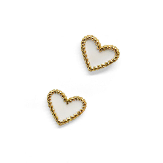 Gouden AN Jewels oorbellen in elegante hartvorm met gedraaide rand.