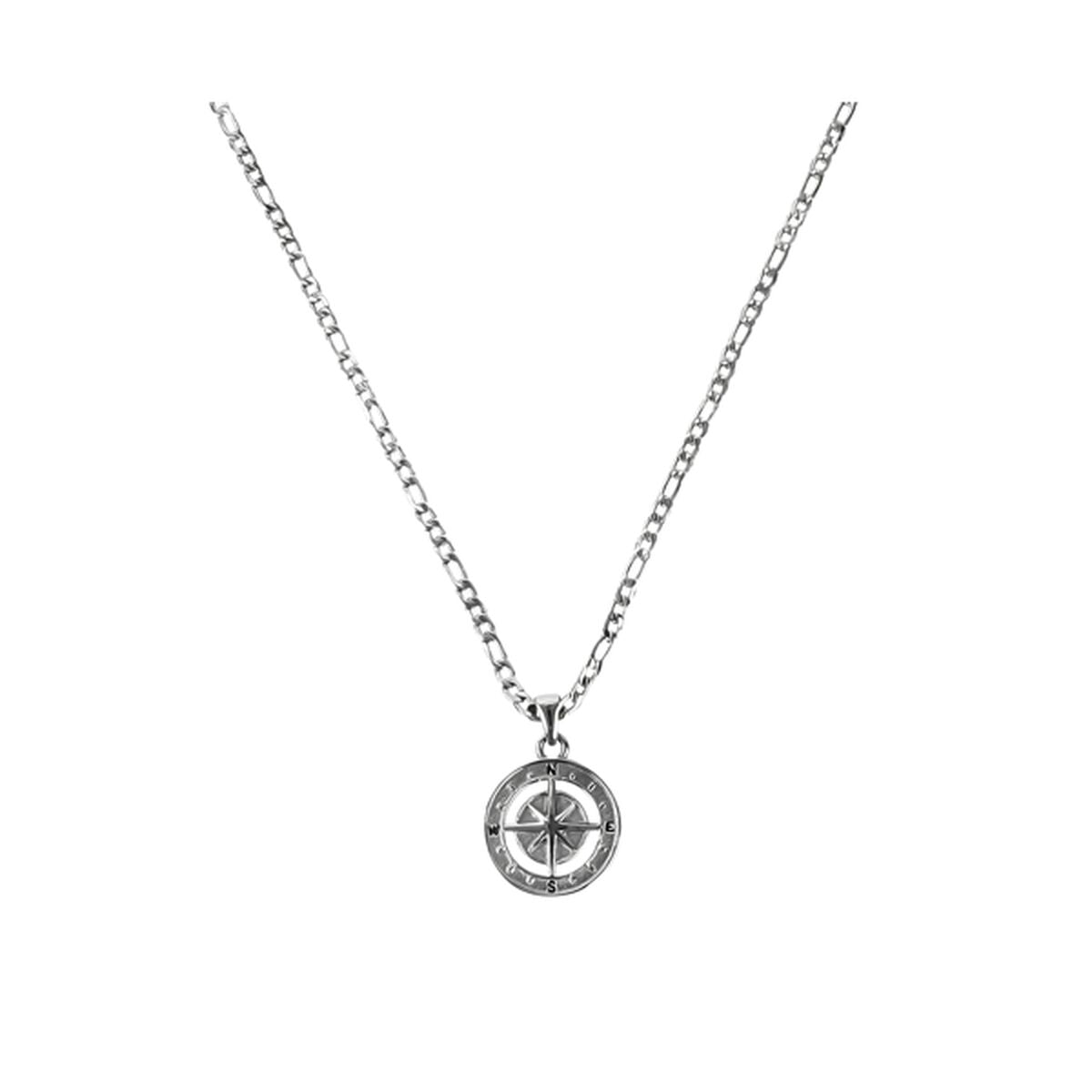 Detail van de zilverkleurige One Jewels ketting met kompas hanger.