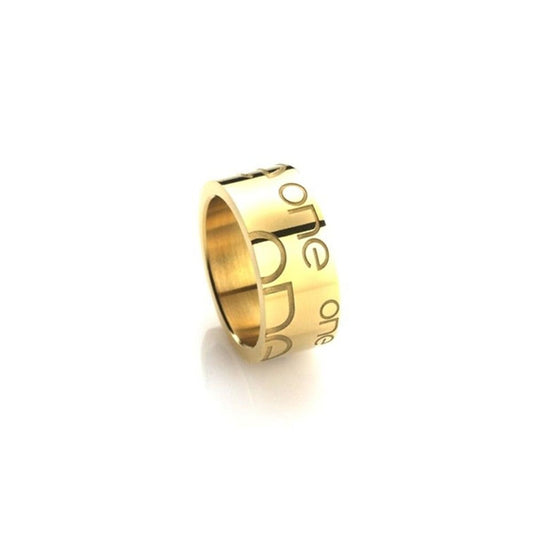 Gouden One Jewels ring met elegante, tijdloze uitstraling en merklogo.
