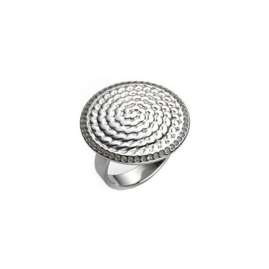 Zilverkleurige One Jewels ring met een elegante, golvende structuur en sprankelende details.