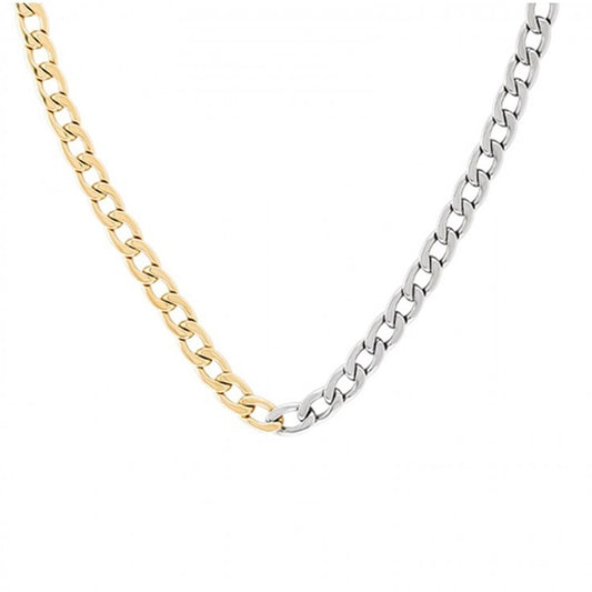 Gouden One Jewels ketting met elegant ontwerp, zichtbaar in een stijlvolle combinatie met zilver.