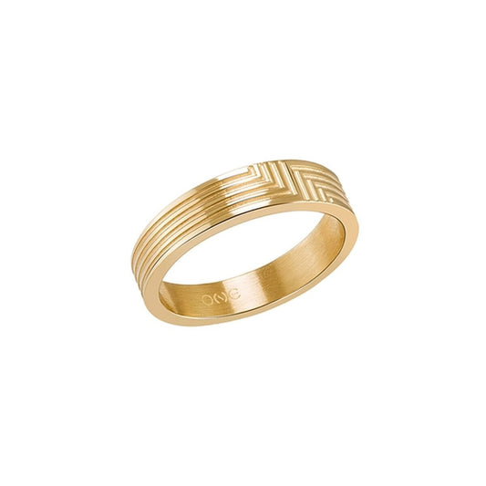 Gouden One Jewels ring met een tijdloos en elegant ontwerp, zijaanzicht.