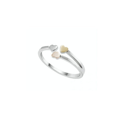 Zilverkleurige One Jewels ring met drie hartjes, elegant en tijdloos ontwerp.