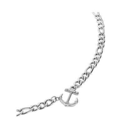 Detail van de zilverkleurige One Jewels ketting met een elegante ankerhanger.