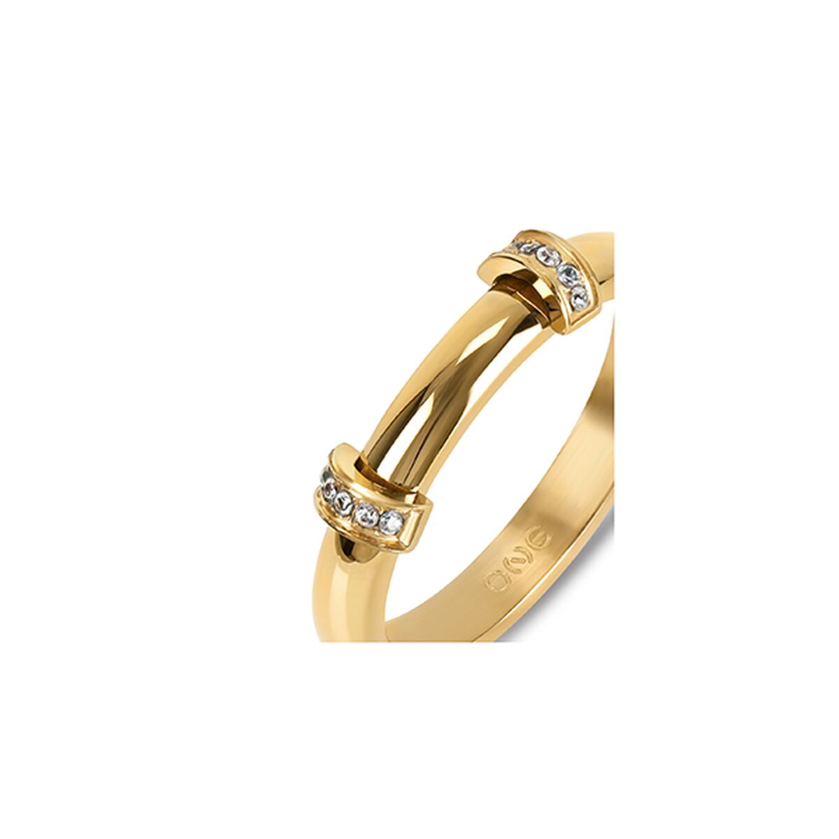 Detail van de One Jewels gouden ring met elegante afwerking en sprankelende stenen.