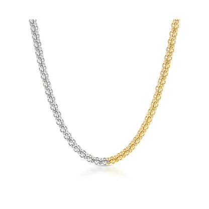 Detail van de One Jewels ketting in zilver en goud, met een elegant schakelontwerp.