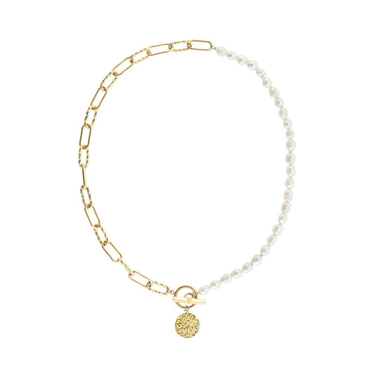 Gouden One Jewels ketting met elegante schakels en parels, tijdloos design.