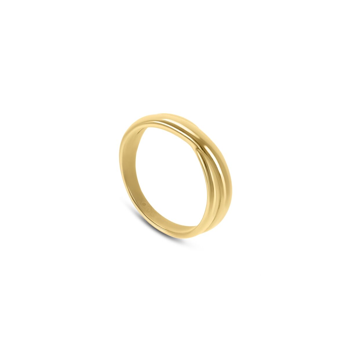 Gouden One Jewels ring met elegant ontwerp en strakke lijnen, zijaanzicht.