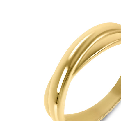 Detail van de gouden One Jewels ring met elegante, gebogen lijnen.