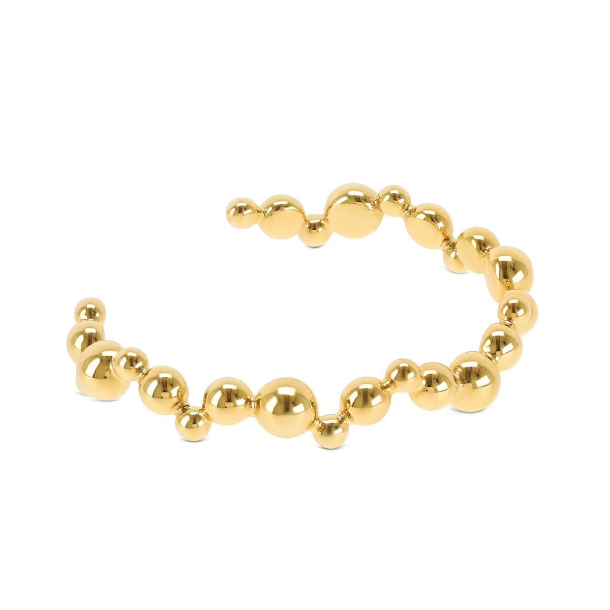 Detail van de One Jewels gouden armband met ronde, glanzende kralen in een elegant ontwerp.