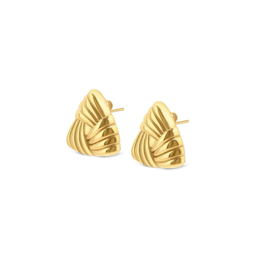 Gouden One Jewels oorbellen met elegant ontwerp en golvende details.