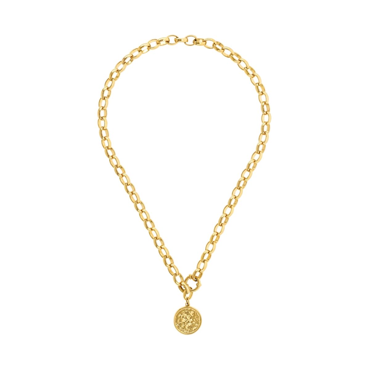 Gouden One Jewels ketting met elegante schakels en een ronde hanger.