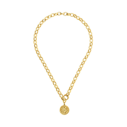 Gouden One Jewels ketting met elegante schakels en een ronde hanger.