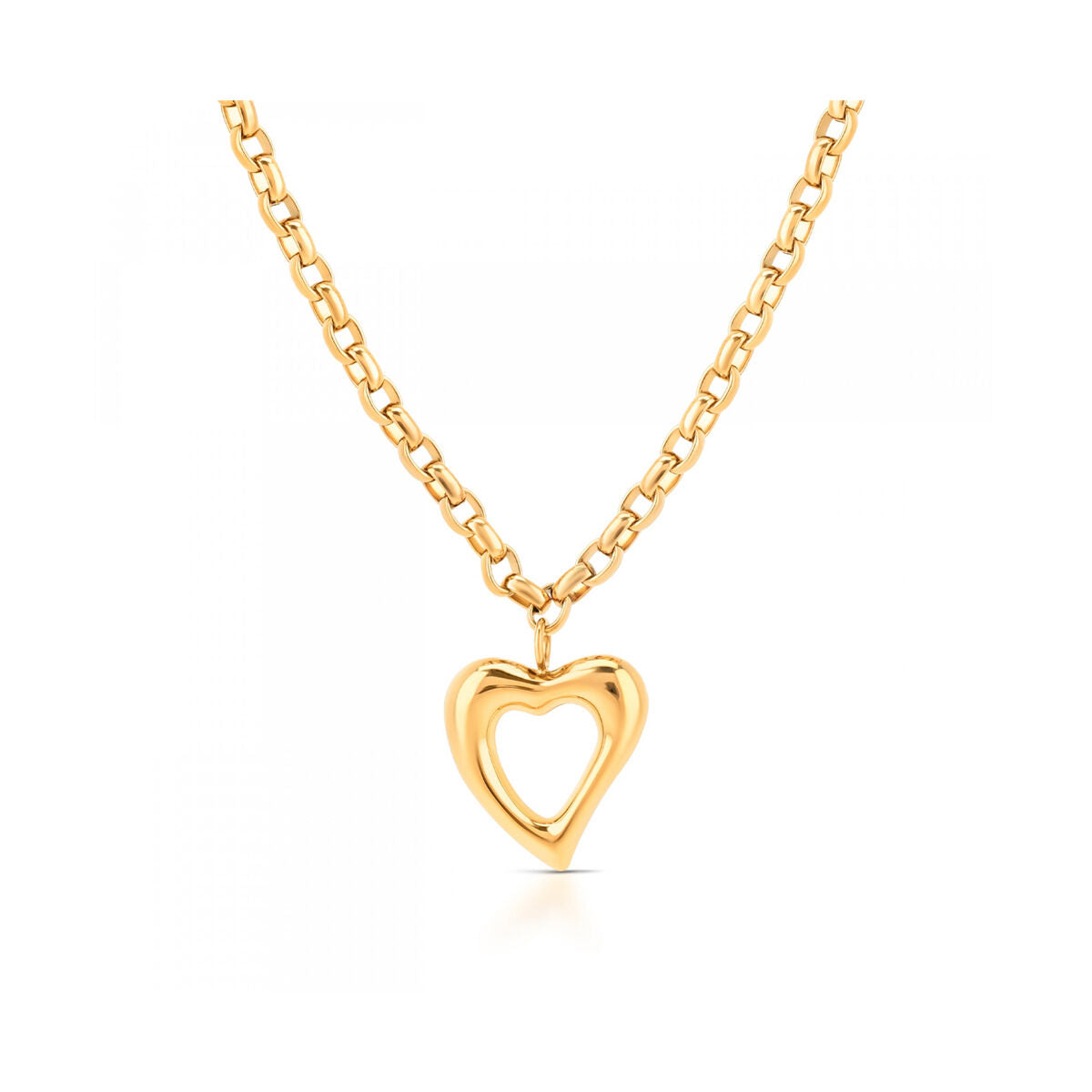 Detail van de One Jewels gouden ketting met een hartvormige hanger.