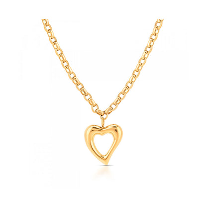 Detail van de One Jewels gouden ketting met een hartvormige hanger.