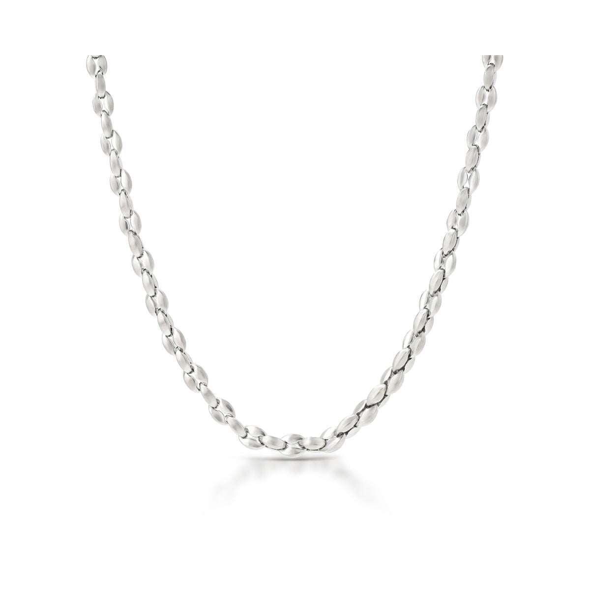 Detail van de zilverkleurige One Jewels ketting met een elegant schakeldesign.