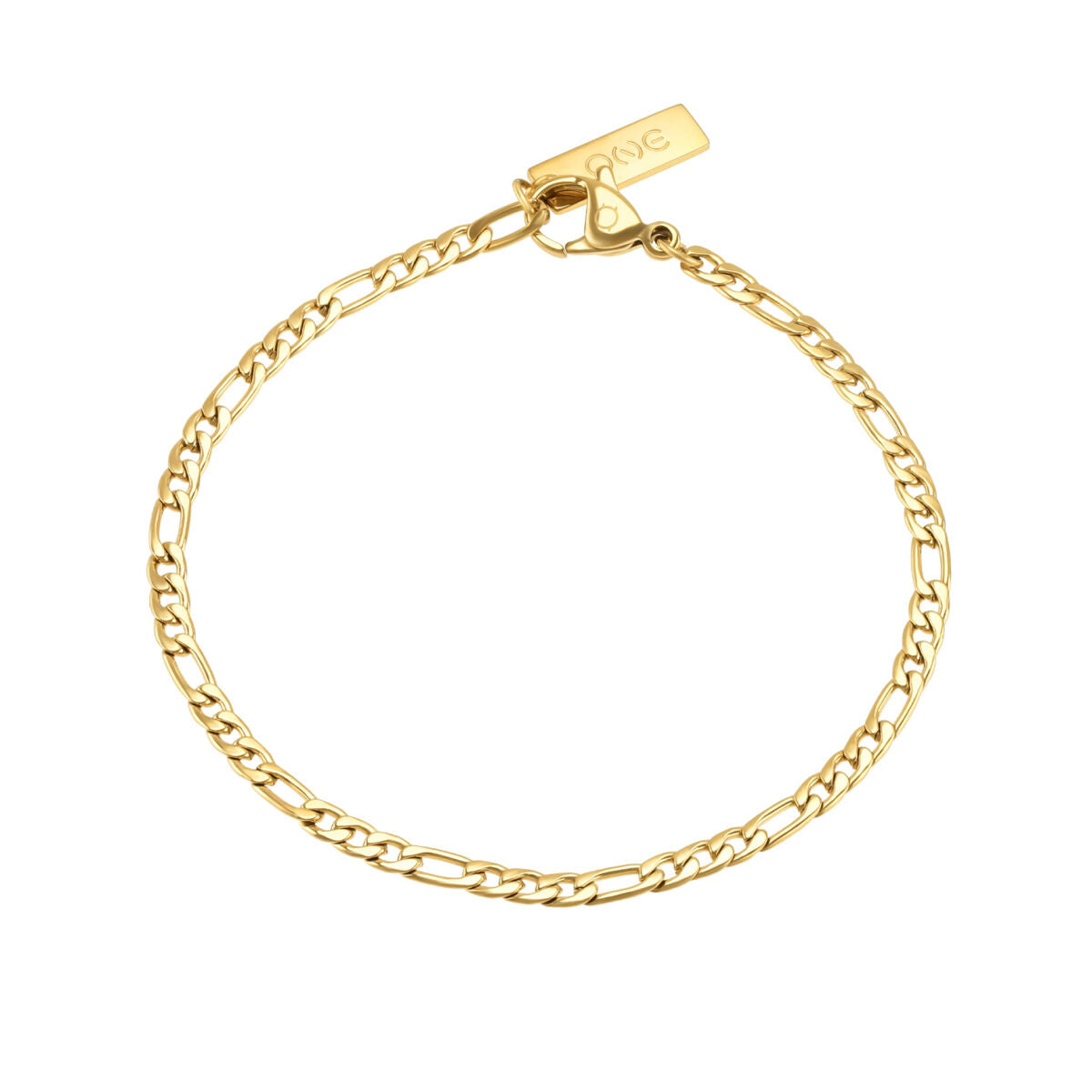 Detail van de gouden One Jewels armband met schakels en sluiting.