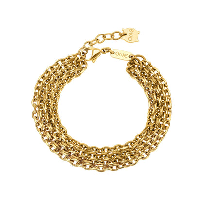 Detail van de One Jewels gouden armband met meerdere schakels en een elegante sluiting.