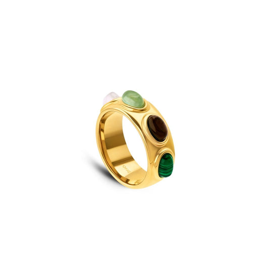 Gouden One Jewels ring met kleurrijke edelstenen in een tijdloos design.