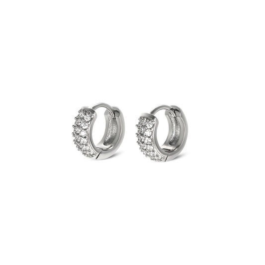 Zilverkleurige One Jewels oorbellen met elegante glinsterende details.