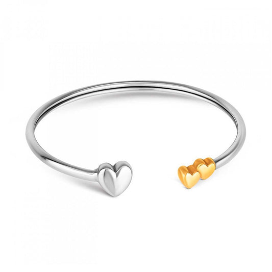 Zilverkleurige One Jewels armband met twee hartjes, elegant en tijdloos design.