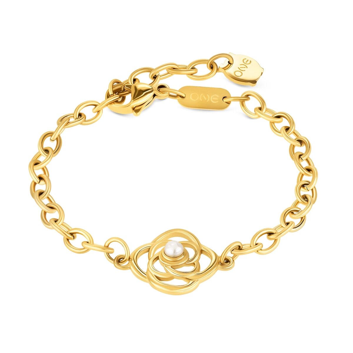 Gouden One Jewels armband voor dames met elegant ontwerp en parel detail.