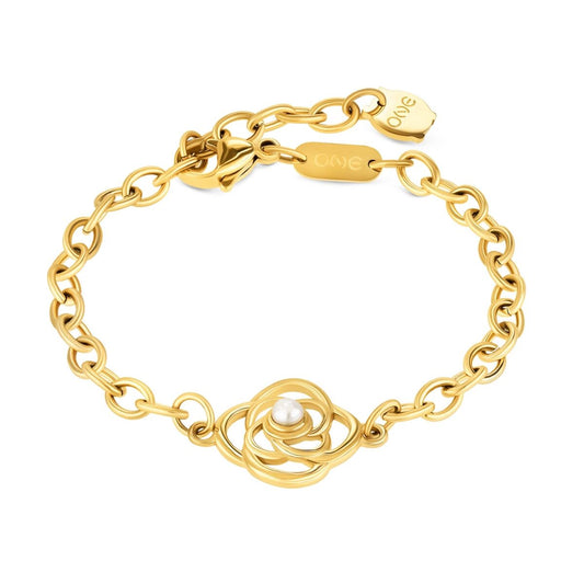 Gouden One Jewels armband voor dames met elegant ontwerp en parel detail.
