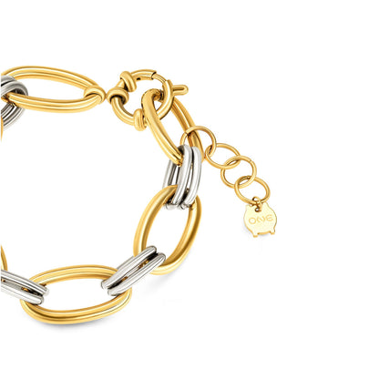 Detail van de One Jewels gouden armband met elegante schakels en een sluiting.