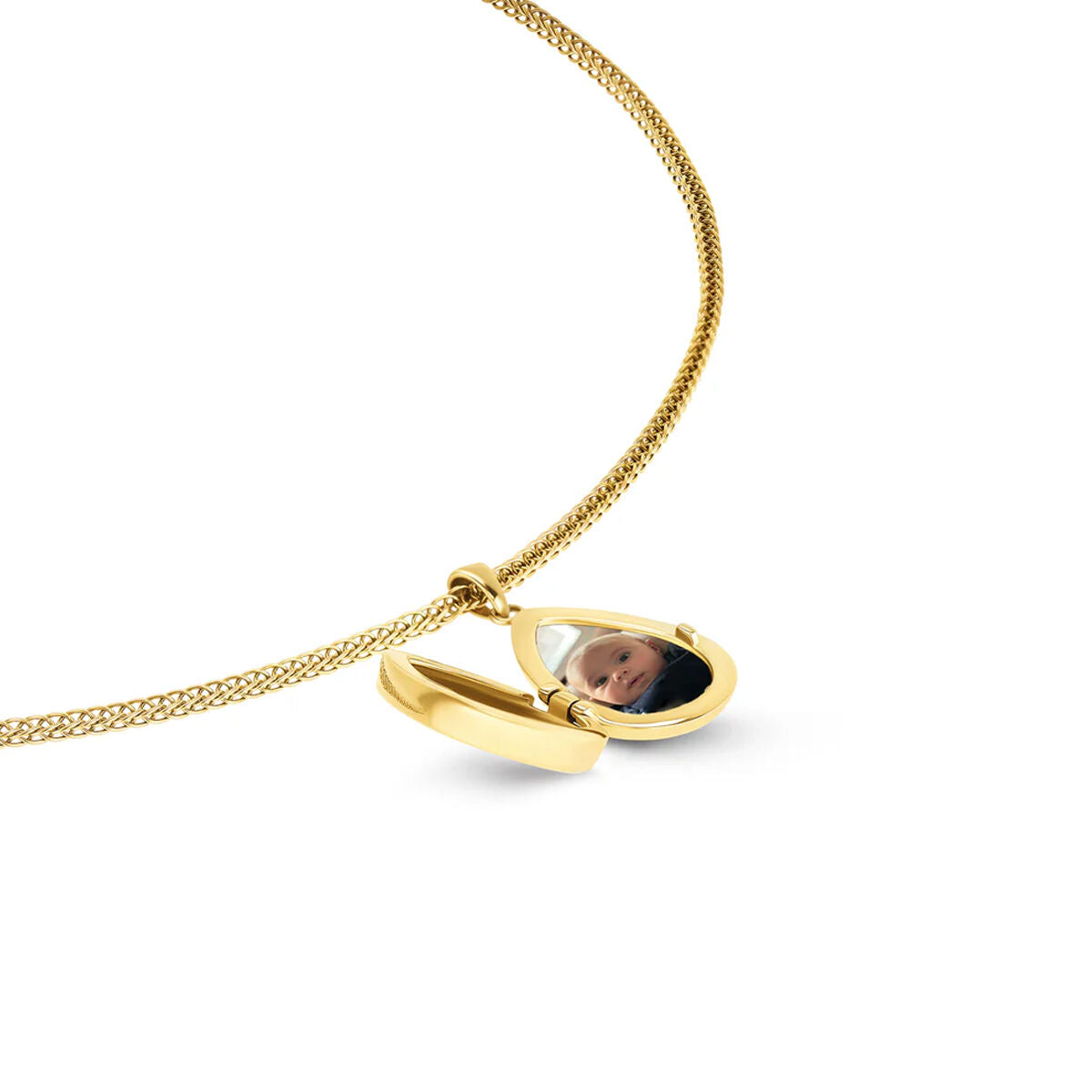 Gouden One Jewels ketting met een hangertje dat opent voor persoonlijke foto’s.