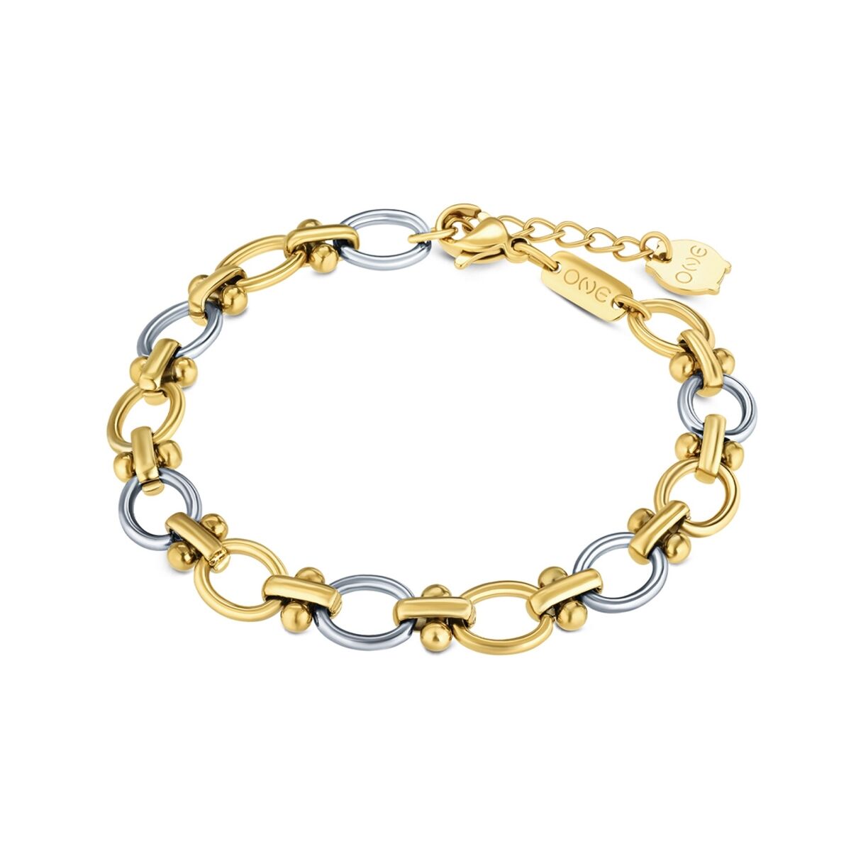 Gouden One Jewels armband met elegante afwerking en schakelontwerp.