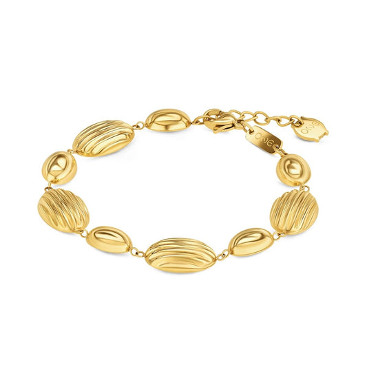 Gouden One Jewels armband voor dames met een elegant en golvend design.