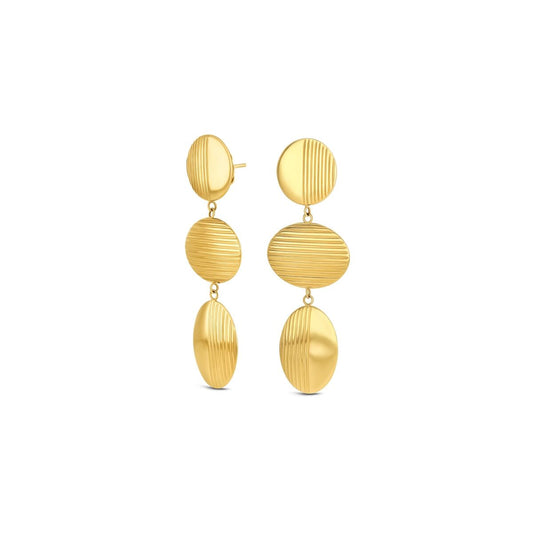 Gouden One Jewels oorbellen met elegant ontwerp en gestructureerde schijven.