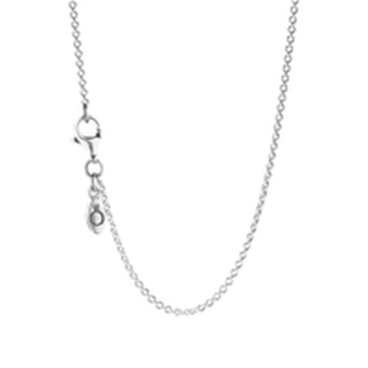 Detail van de zilverkleurige Pandora ketting met sluiting en fijne schakels.