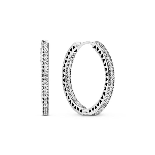 Pandora HOOP SILVER oorbellen in sterling zilver 925 met verfijnde zirkonen.