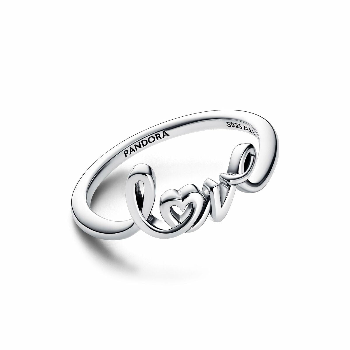 Pandora ring voor dames met elegante 'love' ontwerp in zilver.