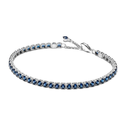 Elegante Pandora armband voor dames met blauwe stenen, 18 cm lang.