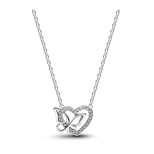 Zilverkleurige Pandora ketting voor dames met een elegante hartvormige hanger.
