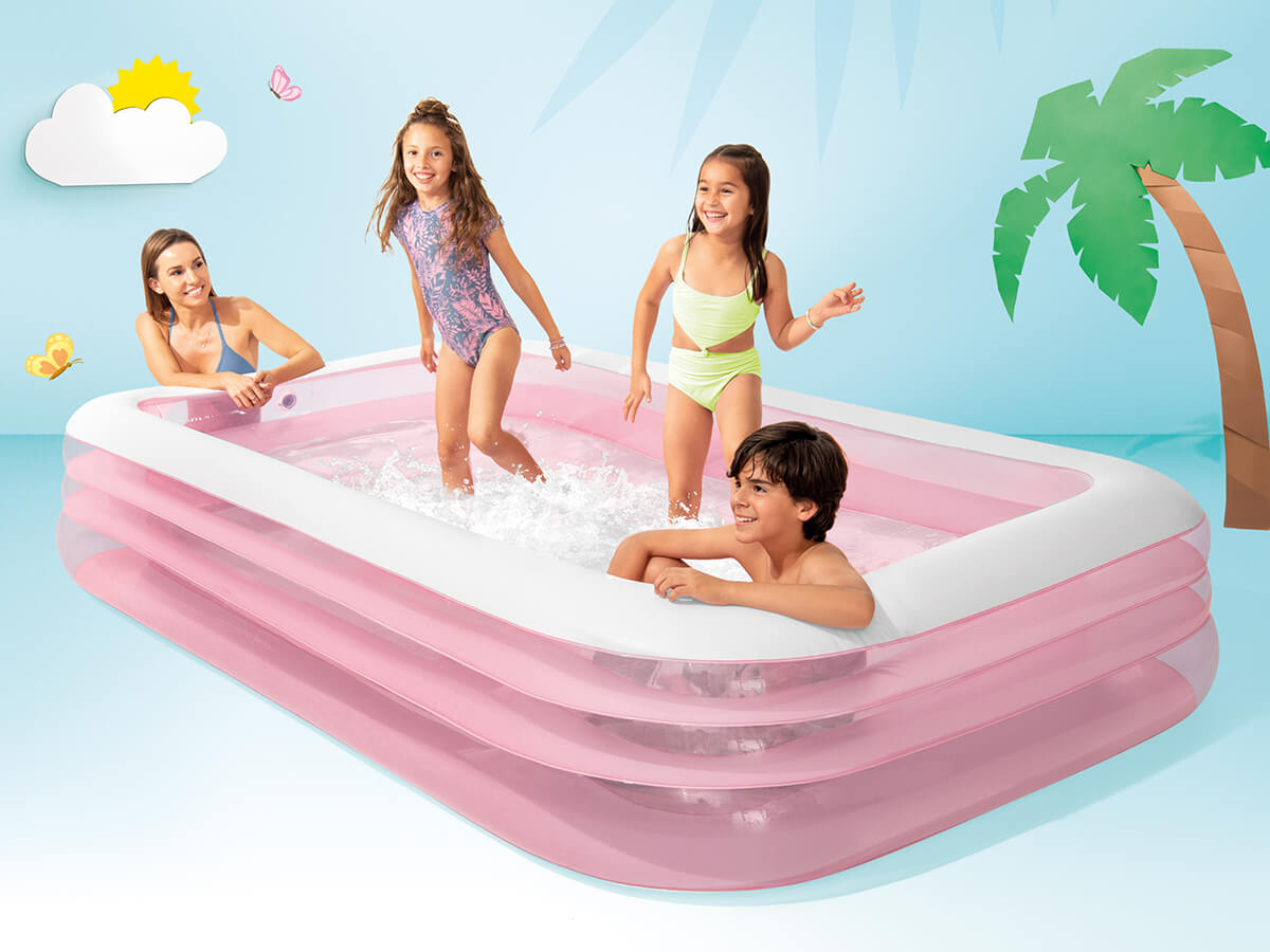 Opblaasbaar zwembad Family Pool   roze