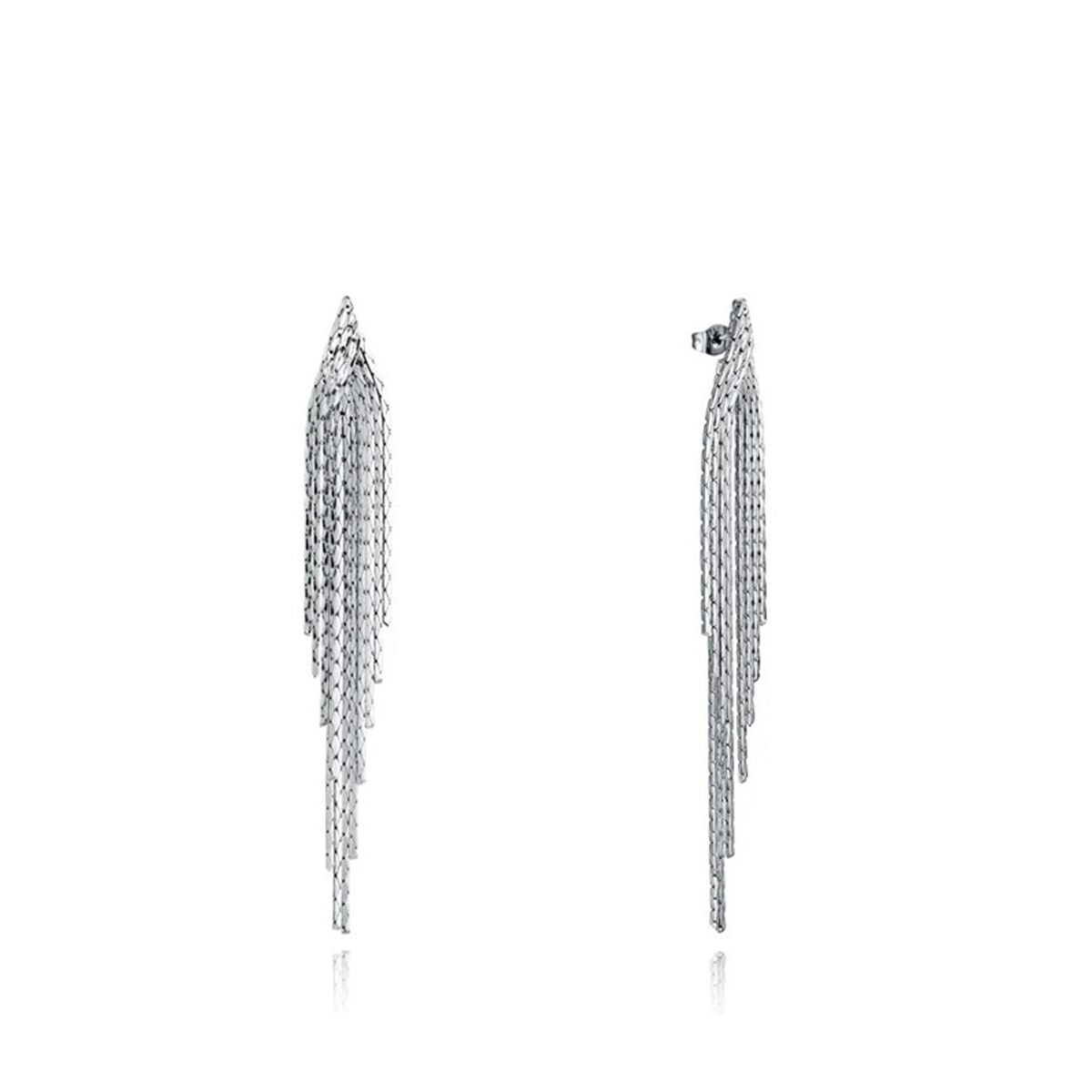 Elegante zilverkleurige Viceroy oorbellen met een opvallend hangend ontwerp.