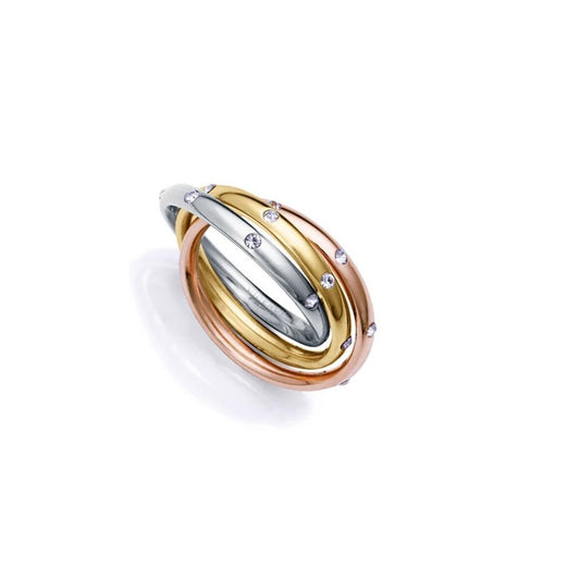 Elegante Viceroy ring in goud, zilver en roségoud met sprankelende details.