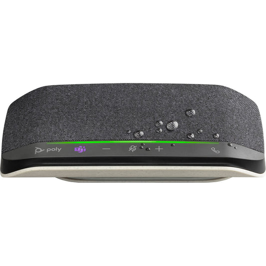 HP 77P34AA draagbare Bluetooth-luidspreker in zwart met zilverkleurige details, bovenaanzicht.