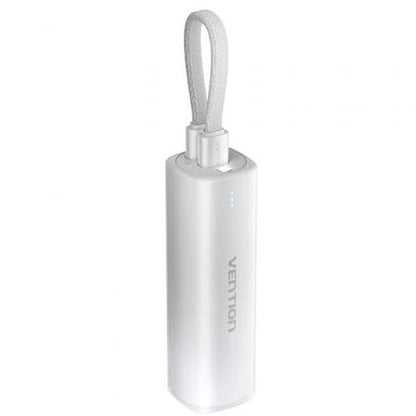 Vention Powerbank FHWM0 in wit, compact ontwerp met handige draaglus.