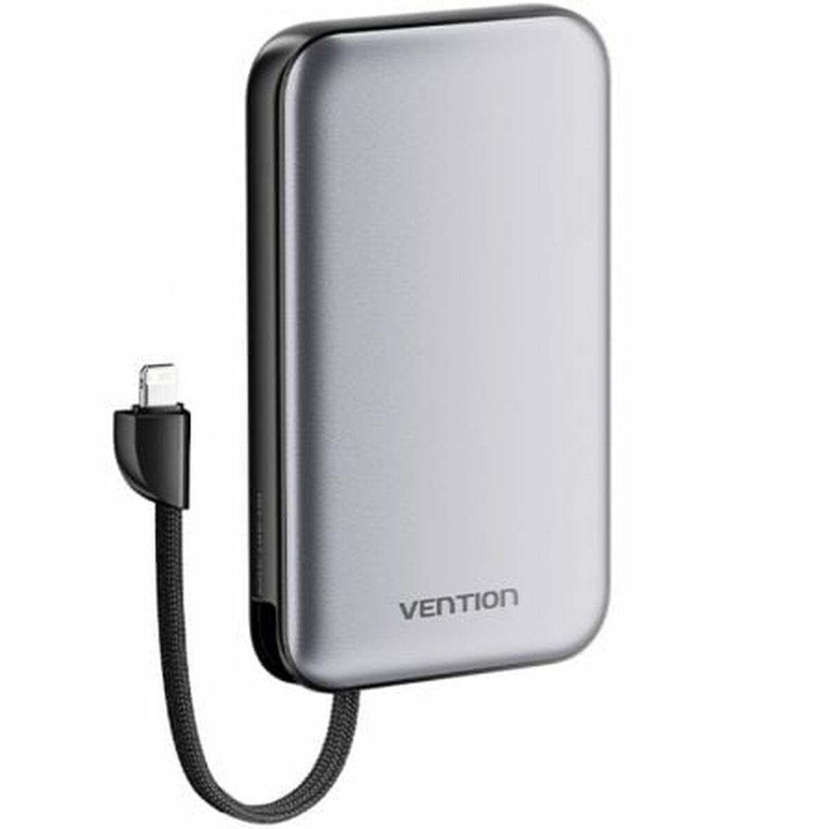 Vention Powerbank I12IA in zilver, compact en draagbaar met USB-C aansluiting.