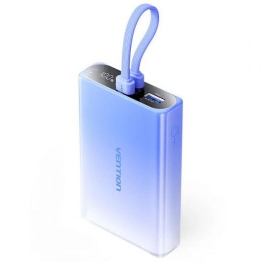 Vention Powerbank 10000 mAh in modern blauw met USB-aansluitingen en een handig handvat.
