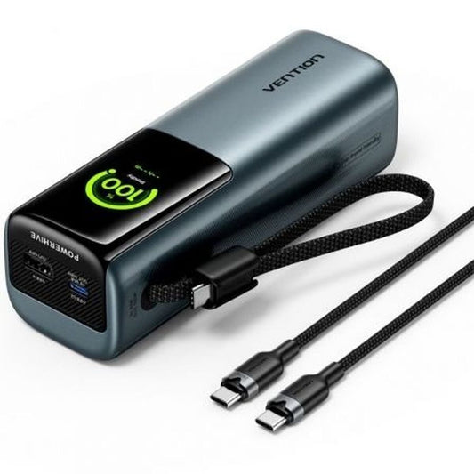 Vention Powerbank 20000 mAh in grijs met snellader en USB-kabels.