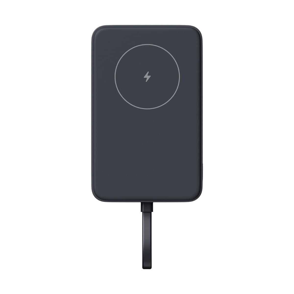 Xiaomi Powerbank 10000 mAh in grijs, met magnetisch draadloos opladen aan de bovenkant.