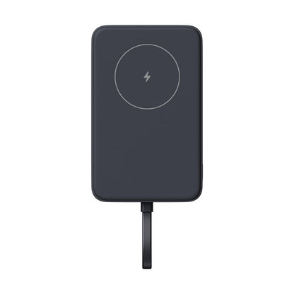 Xiaomi Powerbank 10000 mAh in grijs, met magnetisch draadloos opladen aan de bovenkant.