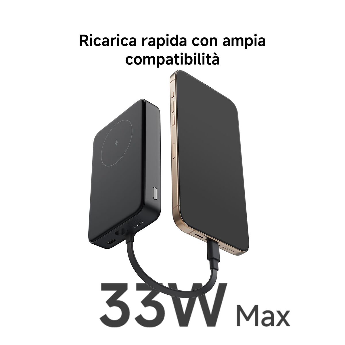 Detail van de Xiaomi Powerbank 10000 mAh met draadloos opladen en USB-C aansluiting.