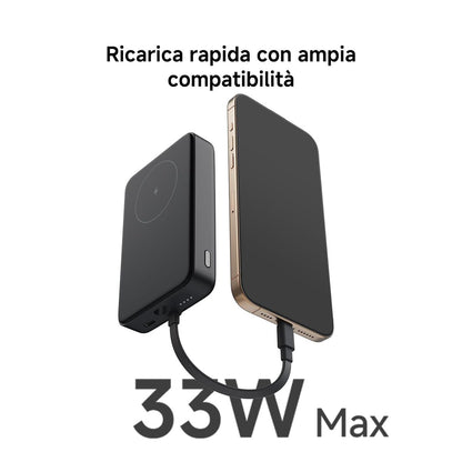 Detail van de Xiaomi Powerbank 10000 mAh met draadloos opladen en USB-C aansluiting.