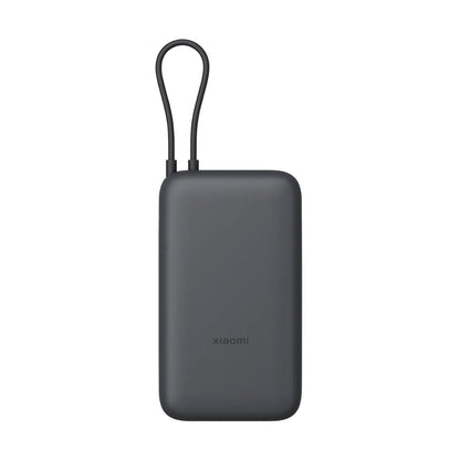 Xiaomi Powerbank 20000 mAh in zwart, compact ontwerp met handige oplaadlus.